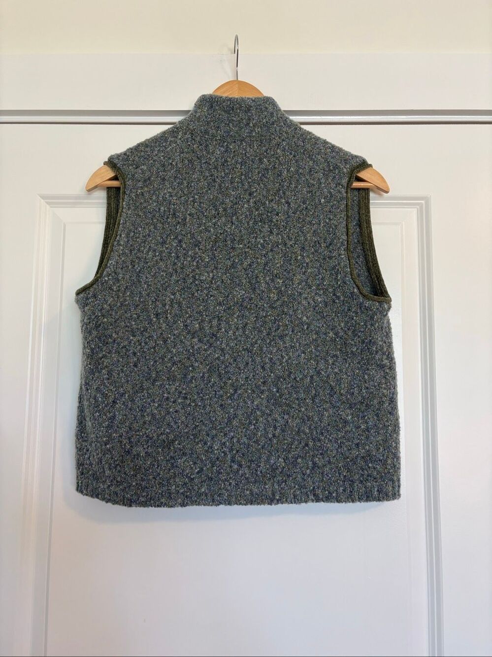 Sigrid Olsen Textured Bouclé Open Front Sweater Vest Olive Green Blue Size Small - Picture 3 of 5